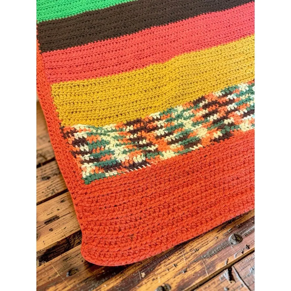 Vintage Handmade Crochet Throw Blanket | Reversible Boho Afghan 49